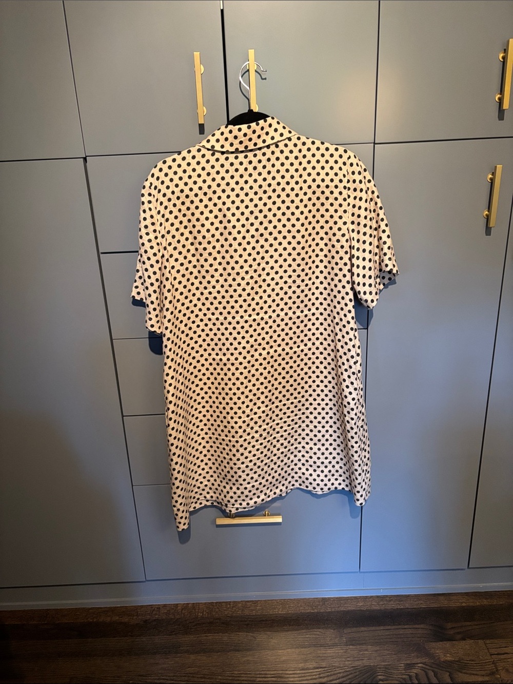 J. Crew Cream and Black Polka Dot Short Sleeve Collared Dress - Picture 2 of 5